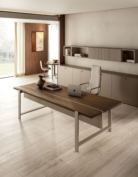 ABOUT-OFFICE_horo_direzionale_line_noce-boheme-grigio-fango HORO - La collezione direzionale di carattere