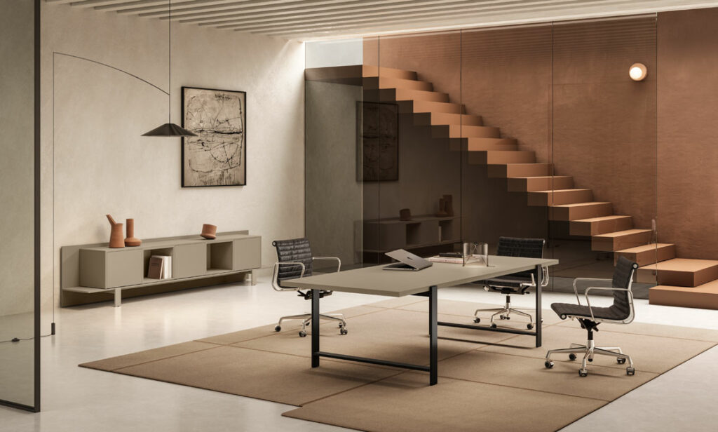 ABOUT-OFFICE_horo_riunione_pure_grigio-fango-nero HORO - La collezione direzionale di carattere